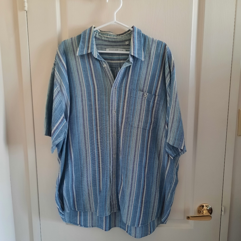 Marks & Spencer Cotton Button Down Short Sleeve Shirt XL
